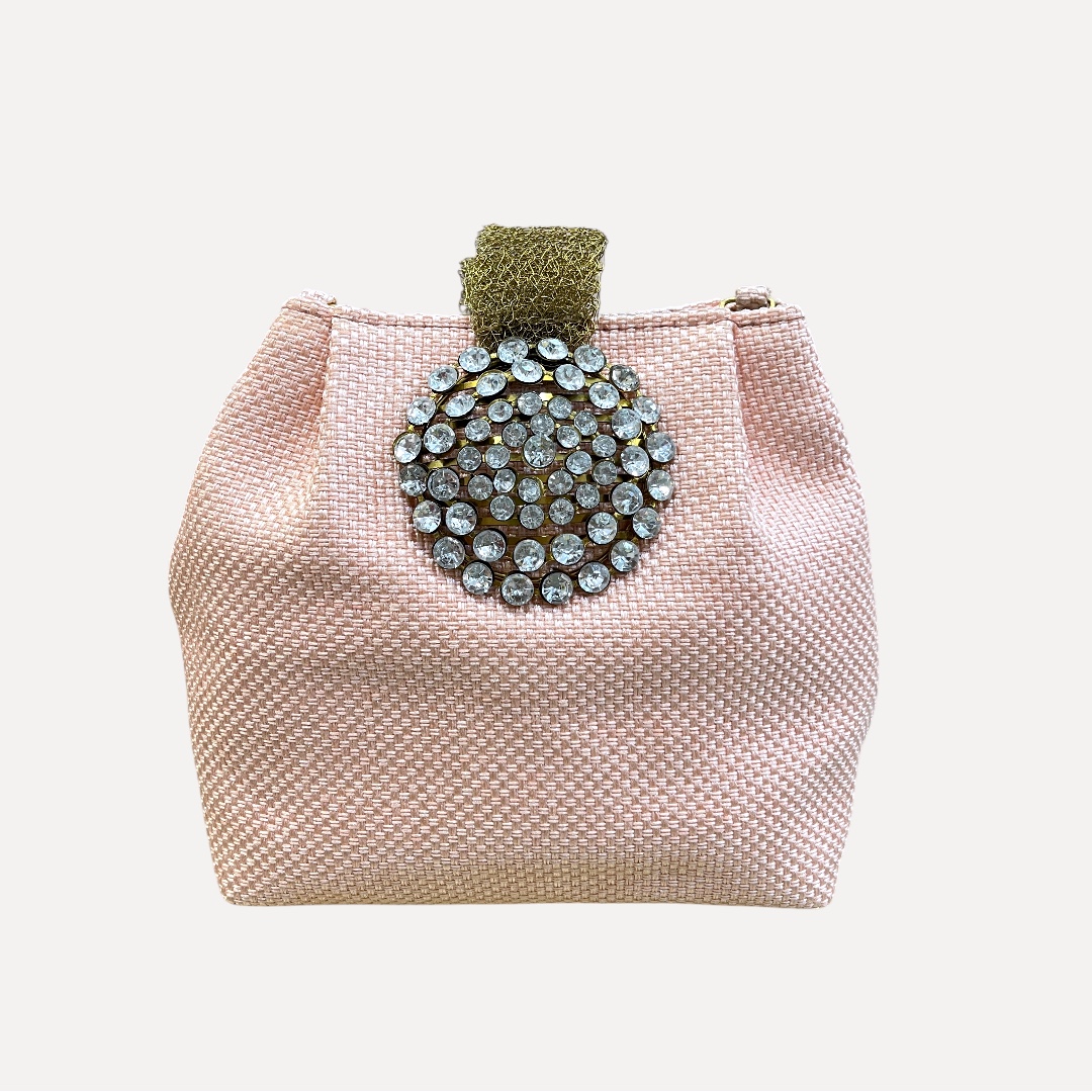 bolso rosa con brillo